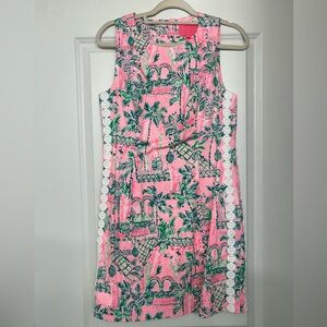 Lilly Pulitzer shift dress pink palm tree print